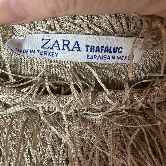 Zara Trafaluc eyelash Fringe Short Sleeve Top M Fairy Grunge Baddie Punk Rocker - Picture 3 of 10